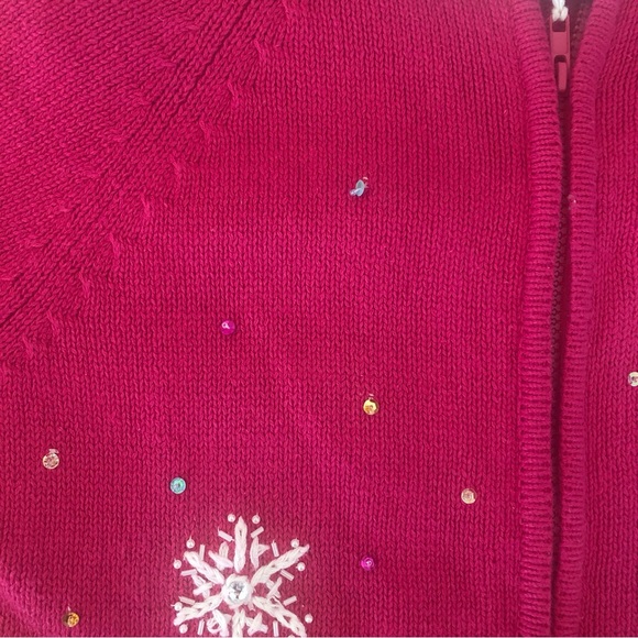 Heirloom Collectibles Size XL Pink Snowman Zipper Cardigan - Picture 5 of 6